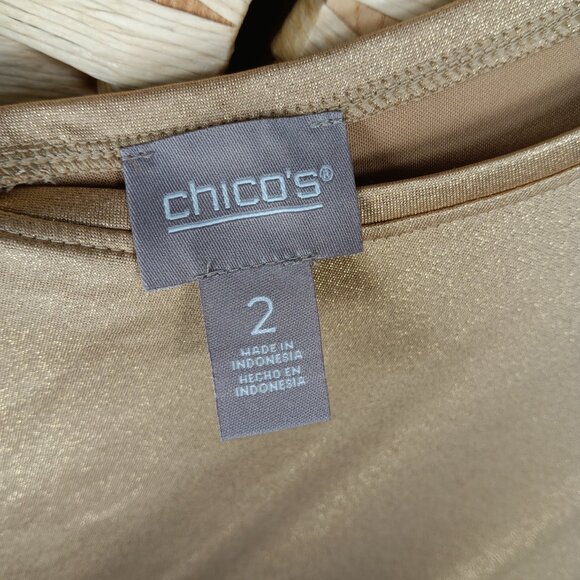 Chico's Shimmer Gold Metallic Tank Top Shell Layering L 12 - Picture 5 of 6